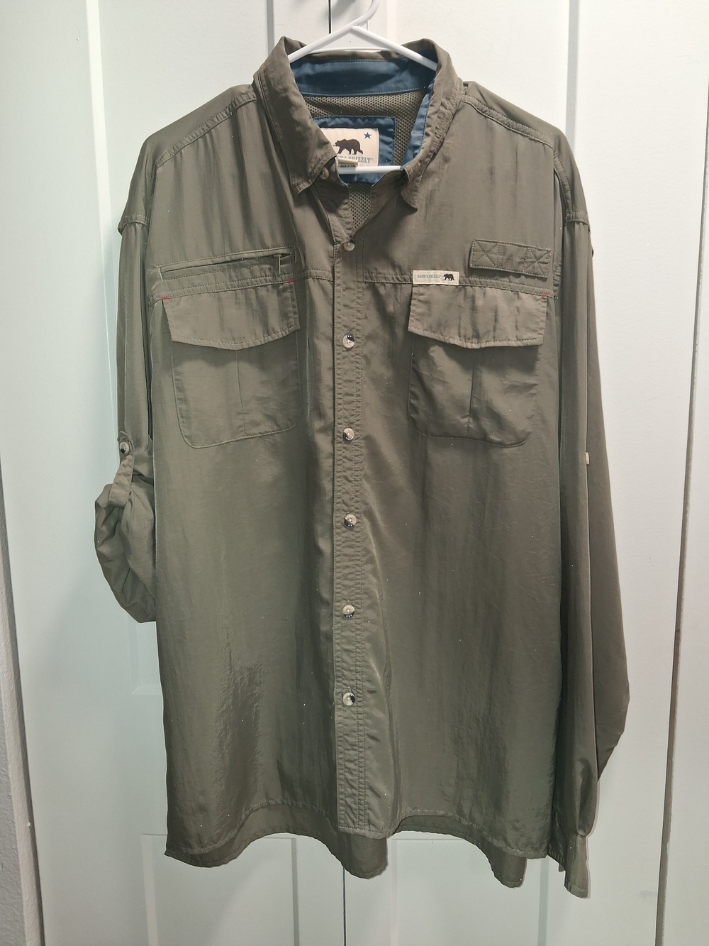 Men's Lightweight Olive Green Button-Front Shirt Jacket